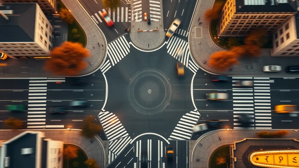 A professional technical top-down view of a modern urban int